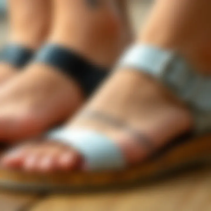 Close-up of sandal sizing measurements
