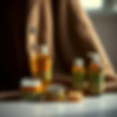 Sustainable care products arranged beside a lambskin coat