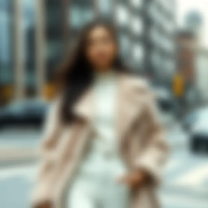 Fashionable outfit paired with a lambskin coat in an urban setting