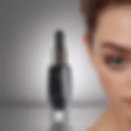 Close-up of luxurious lash serum bottle with elegant design