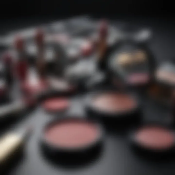 Palette of makeup tools alongside MAC Gotta Dash Lipstick