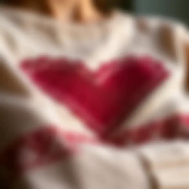 Quality and Sustainability of the Fabric Sustainable fabric showcasing the quality of the heart sweater