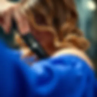Close-up of hair preparation for curling