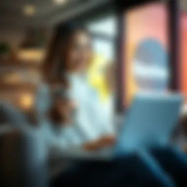 The Joy of Finding Great Deals Online Woman enjoying online shopping on a laptop