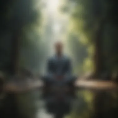 An individual practicing meditation in a peaceful environment