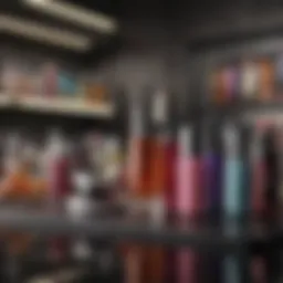 Colorful array of beauty products displayed elegantly