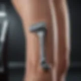 Detailed view of a premium leg razor showcasing its innovative blade technology.