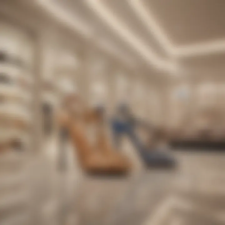 A showcase of Neiman Marcus retail environment highlighting Versace shoes