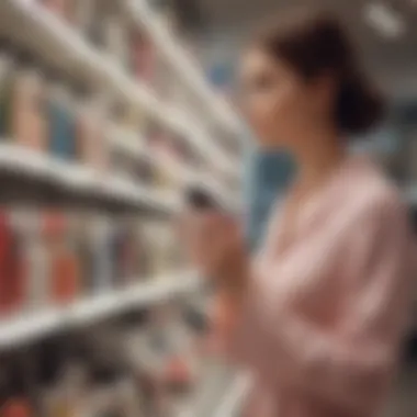 A shopper browsing through high-end beauty products