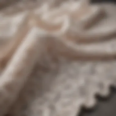 Close-up of luxurious fabric textures showcasing lace and chiffon.