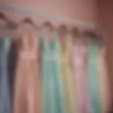 A stunning array of summer dresses in pastel colors hung elegantly on a display.