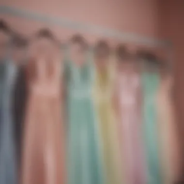 A stunning array of summer dresses in pastel colors hung elegantly on a display.