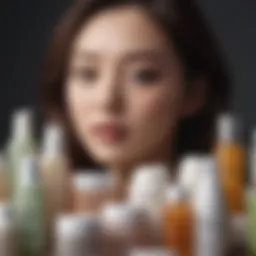 A collection of Korean skincare products arranged aesthetically