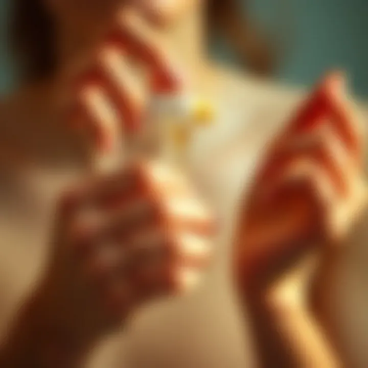 Hands applying serum to the skin for moisture