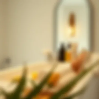 Relaxing Waxing Environment A serene bathroom setting with wax strips and soothing products