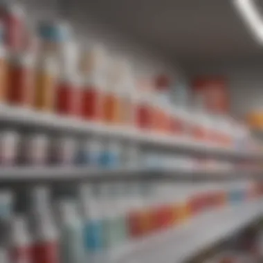 Different types of pimple creams displayed on a shelf