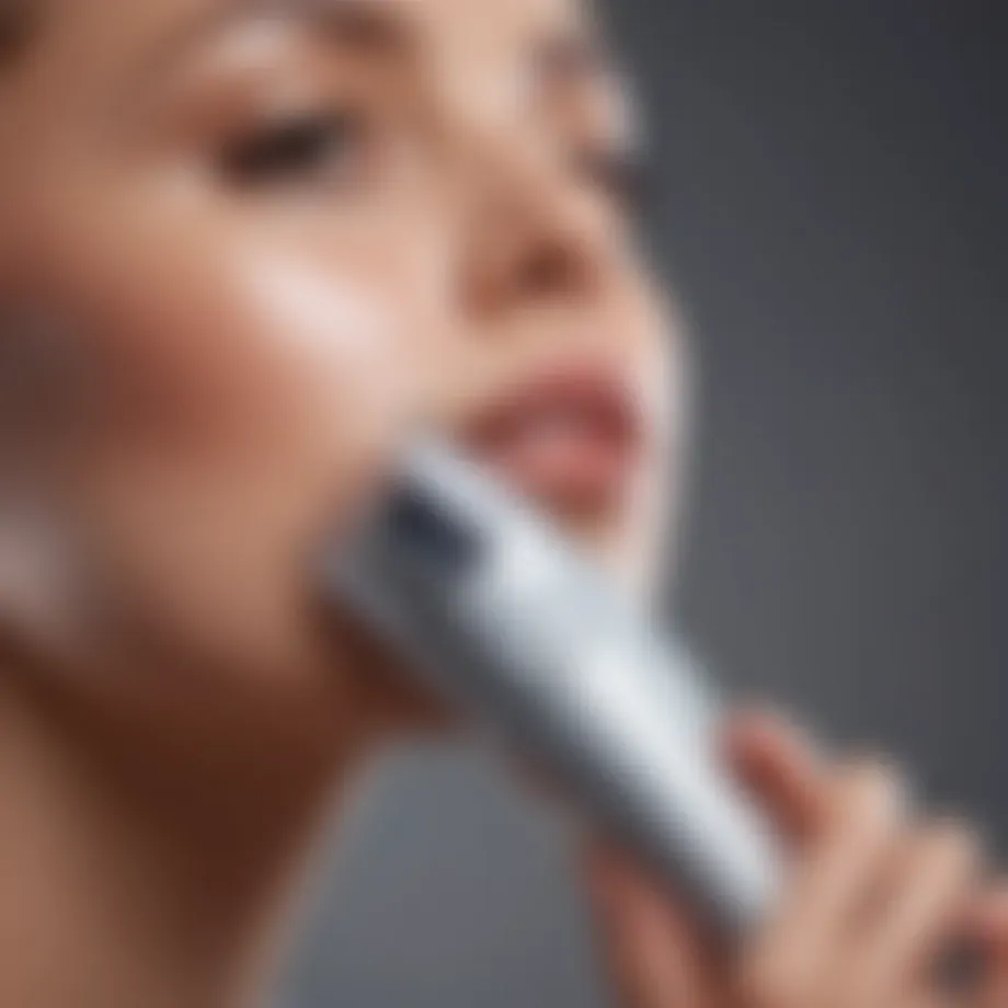 Close-up of a pulsed light hair removal device in action