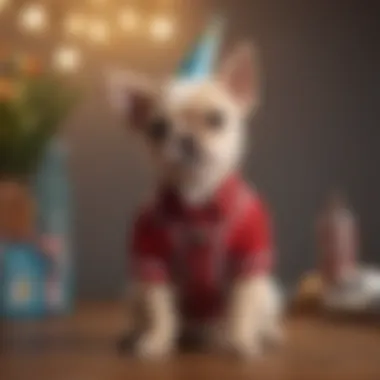 Stylish puppy wearing a cute birthday outfit