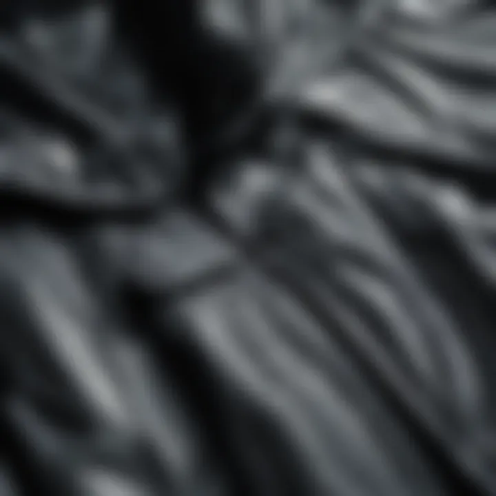 Detailed view of rainproof jacket pockets and closures