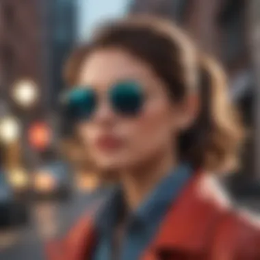 A fashionable individual wearing Ray-Ban Icons sunglasses in an urban setting