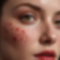 Close-up of a skin condition showing persistent red spot