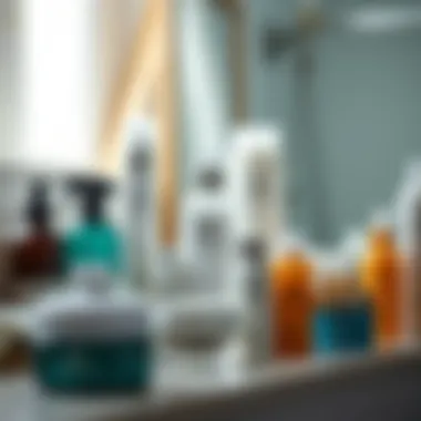 At-home hair care routine with various products neatly organized