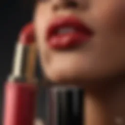 Close-up of Rihanna's lipstick tube showcasing elegant design