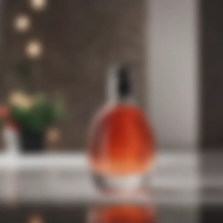 An elegant display of Sakara Beauty Drops in a stylish glass bottle against a chic backdrop