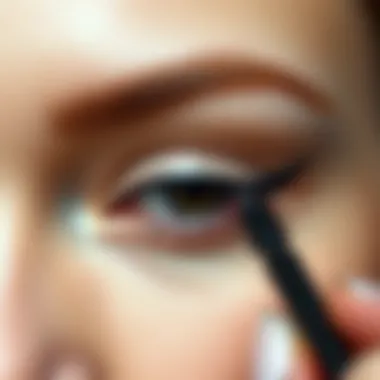 Eyeliner Application on Waterline Eyeliner applied to the waterline demonstrating a flawless finish