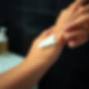 Application Technique for Tanning Lotion Close-up of a hand applying self-tanning lotion