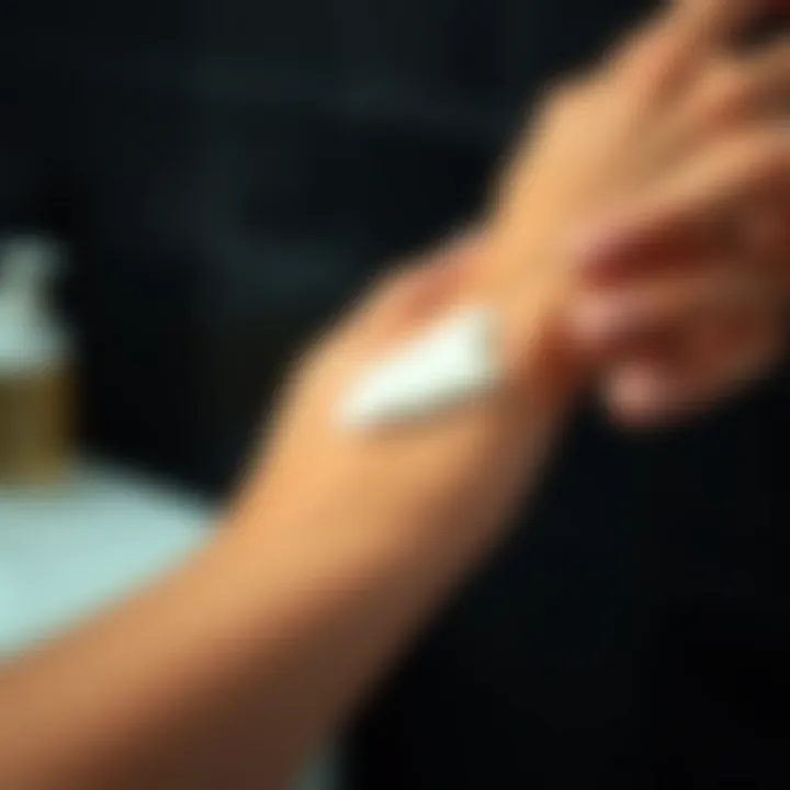 Application Technique for Tanning Lotion Close-up of a hand applying self-tanning lotion