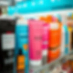 Variety of self-tanning lotions on a store shelf