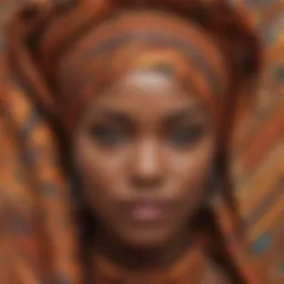 A vibrant silk lined African head wrap showcasing intricate patterns