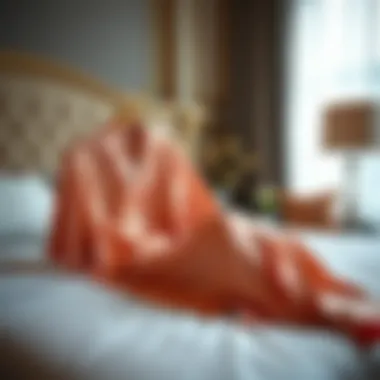 Elegant silk pajama set displayed on a stylish bed