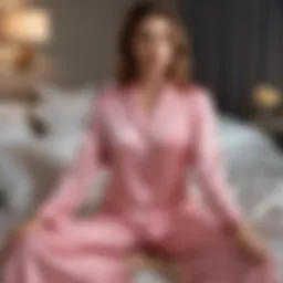 Luxurious silk pajama set elegantly displayed on a bed