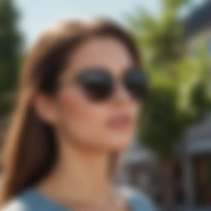 Fashionable woman wearing Sojos sunglasses outdoors