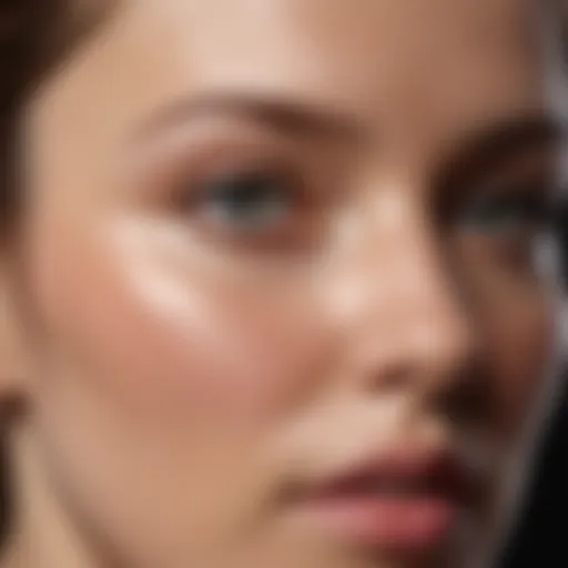 Close-up of radiant skin showcasing forehead