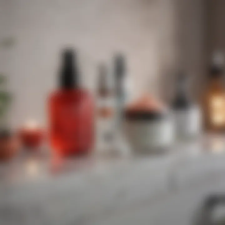 Natural skincare products arranged on a countertop