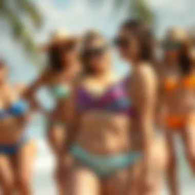 A vibrant array of swimsuit styles suitable for larger chests