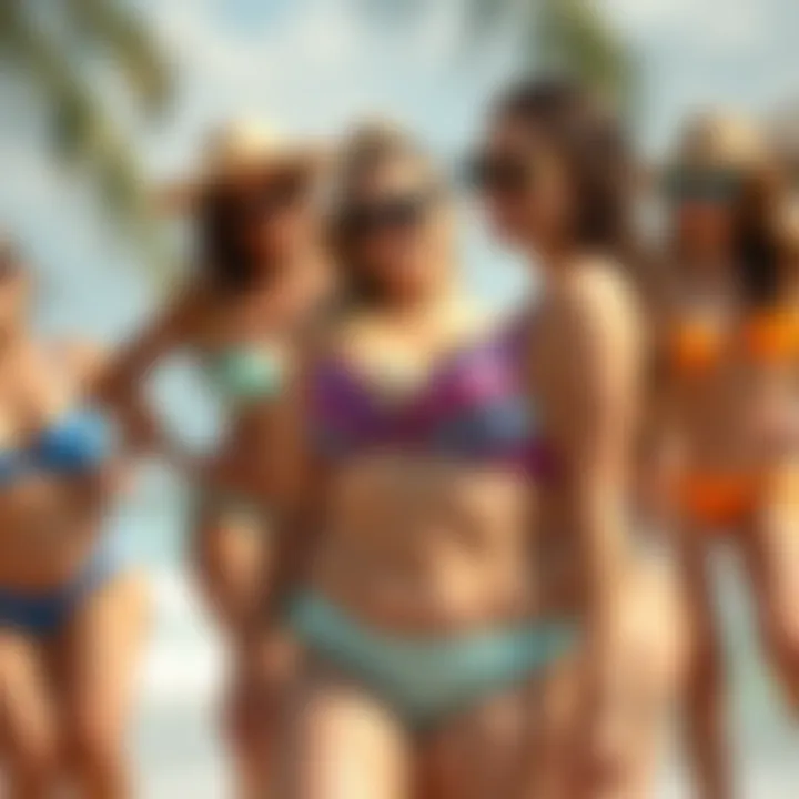 A vibrant array of swimsuit styles suitable for larger chests