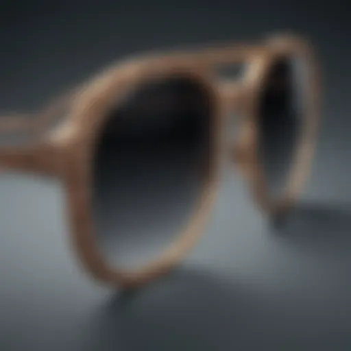 A close-up of an exquisite pair of elegant sunglasses showcasing intricate design details.