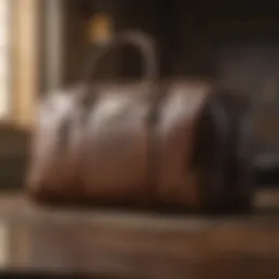Elegant big travel purse on a stylish background