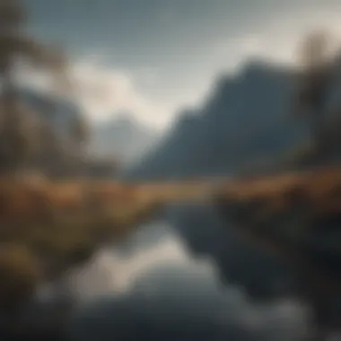 Melancholic Landscape A serene landscape with a melancholic atmosphere, embodying the essence of sad music.