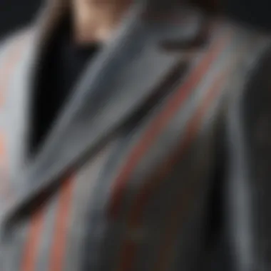 A close-up of the intricate stitching patterns on the Celine striped jacket