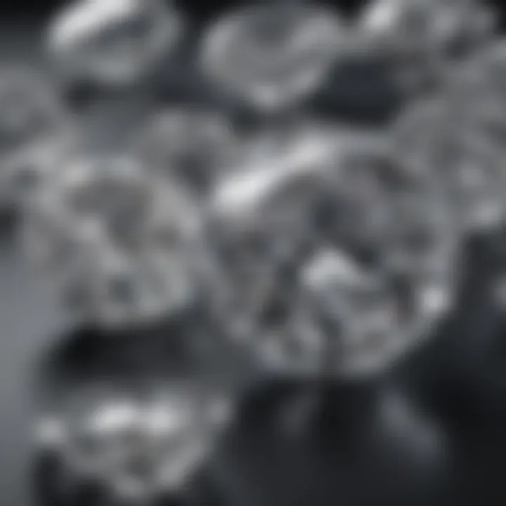 Artistic rendering of diamonds set in contemporary jewelry designs