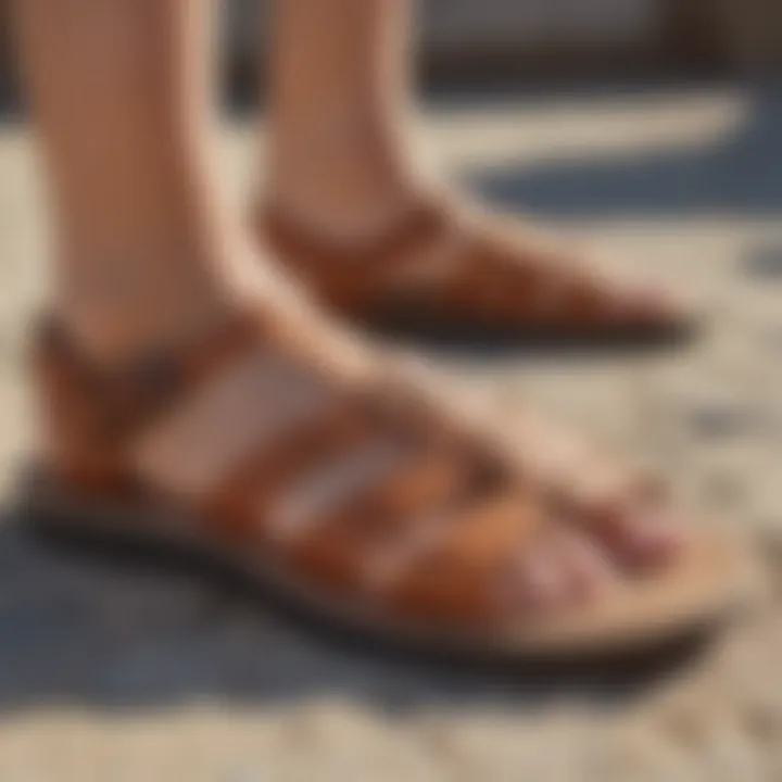 Comfortable sandals with arch support on a casual outing