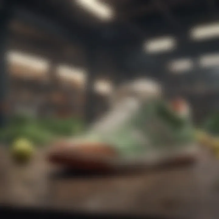 Illustration of sustainable practices in business tennis shoe manufacturing