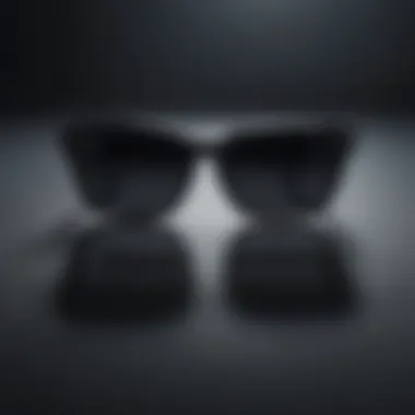 Elegance in Black: A Close-up of Designer Eyewear Elegant black designer glasses on a reflective surface