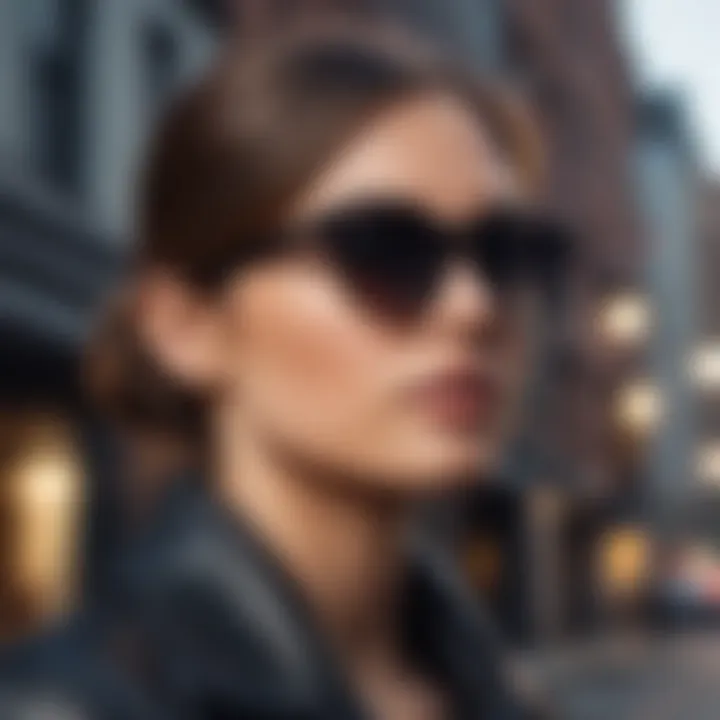 Trendy black eyewear displayed in a chic urban setting