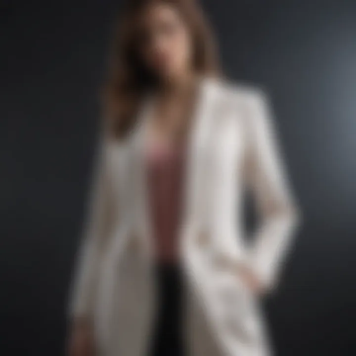 Elegant long lightweight blazer on a mannequin